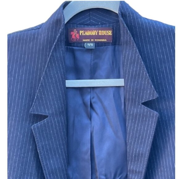 Peabody House NWT Women's Vintage Navy Blue Pinstripe Suit Skirt Set Size 11/12 - Picture 6 of 16